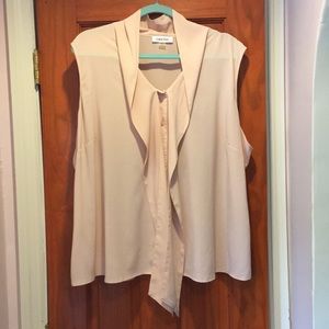 Calvin Klein Pink sleeveless pussy bow shirt 2X